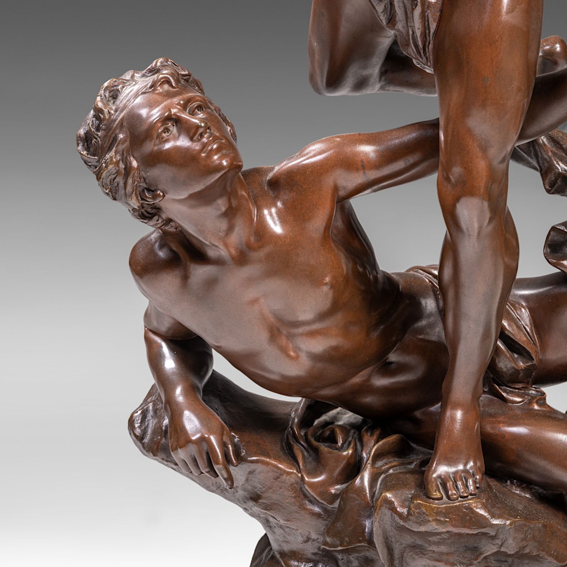 Charles Vital-Cornu (1851/53-1927), 'Le Reveil du Genie', patinated bronze on a Griotte marble base, - Bild 11 aus 11