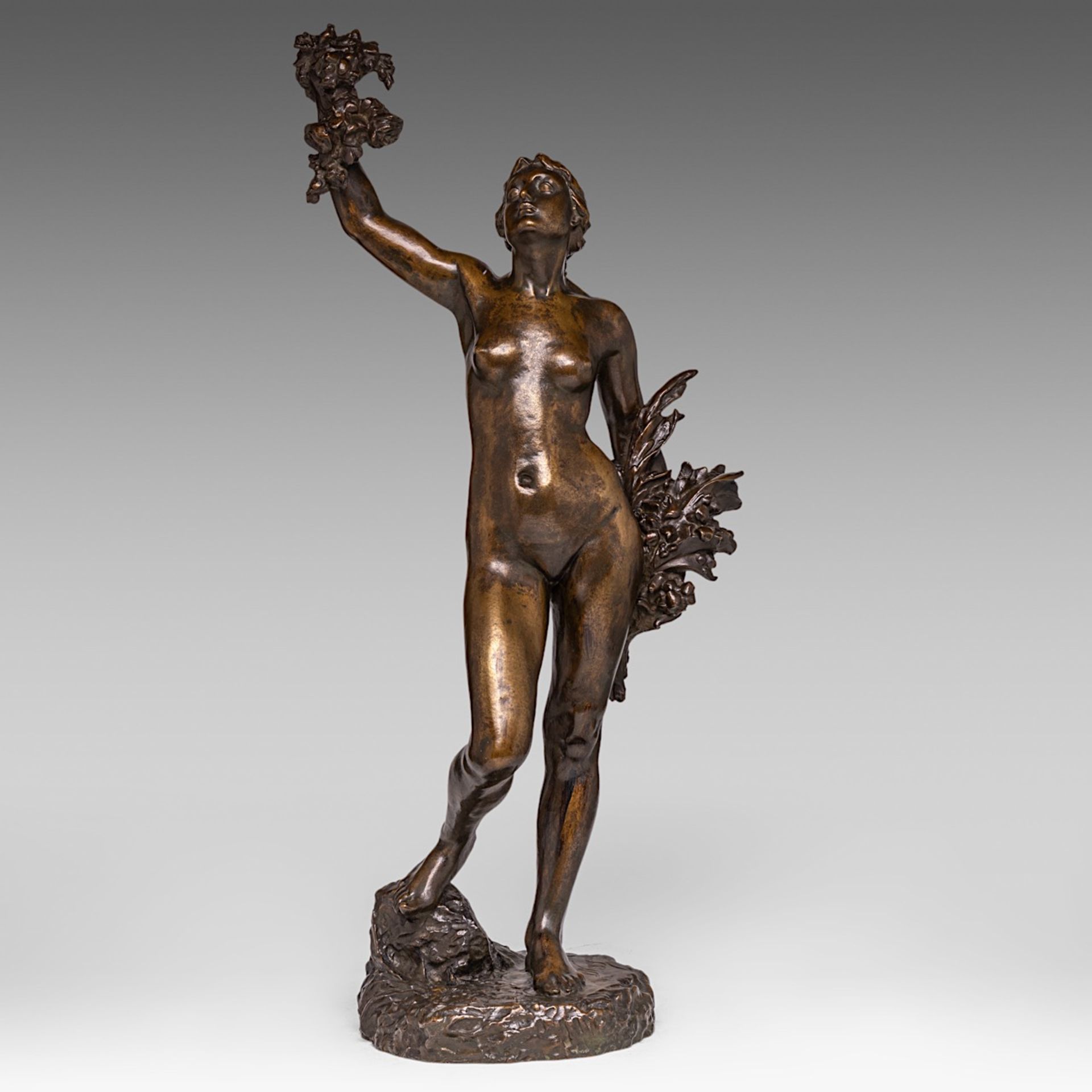 Desire Weygers (1868-1940), female nude, patinated bronze, H 79 cm