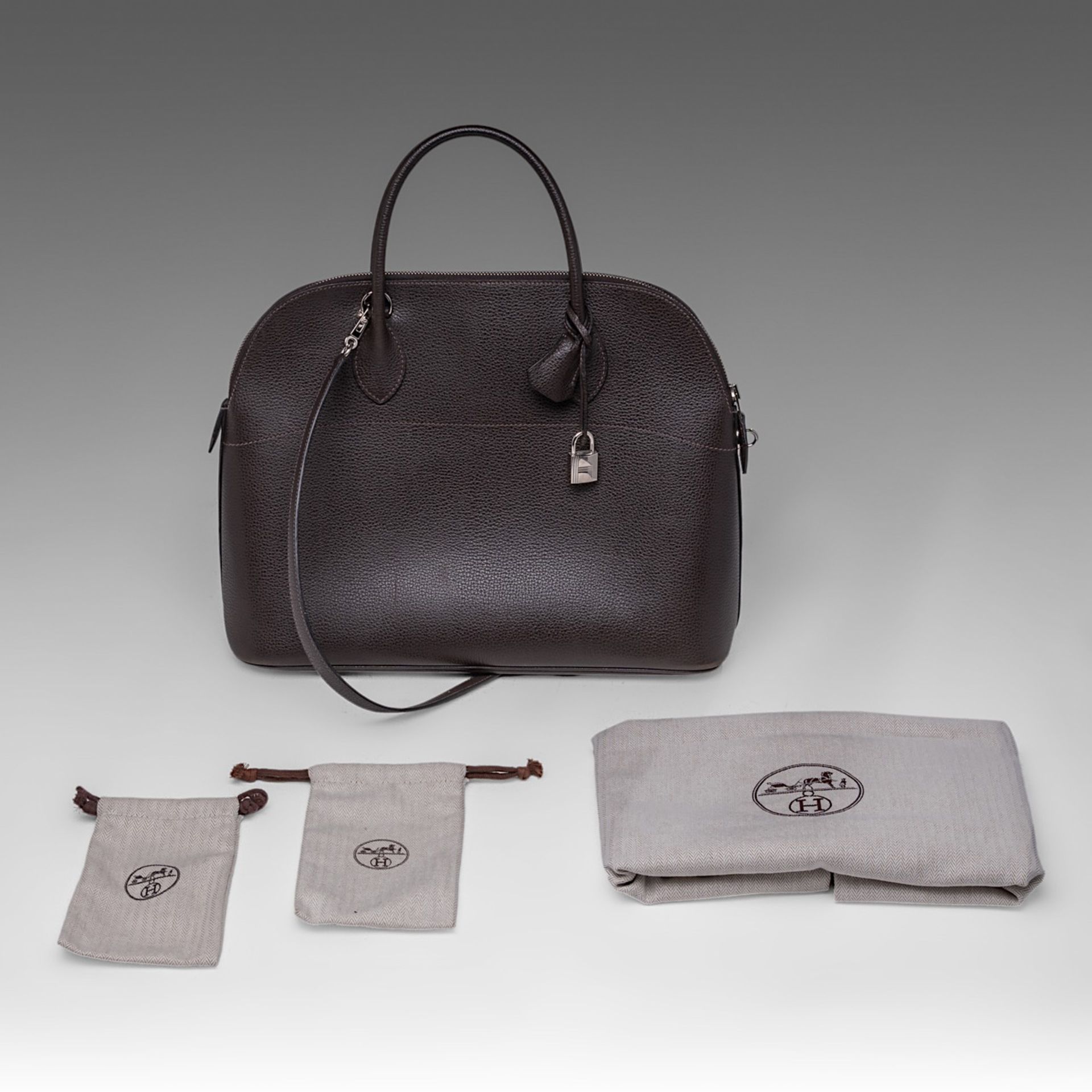 A Hermes bolide 34 CK brown veau epsom handbag, H 28 - W 37 - D 14 cm - Bild 3 aus 15