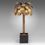 A vintage Maison Jansen gilt brass palm tree lamp, H 143 cm