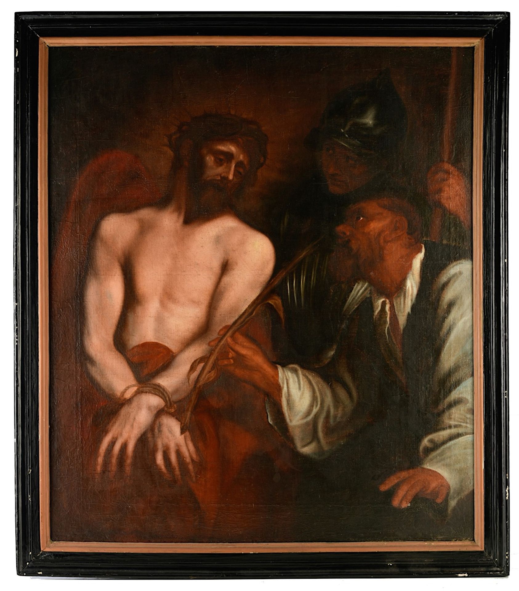 The mocking of Christ, after Anthony van Dyck, 17thC, oil on canvas 114 x 100 cm. (44.8 x 39.3 in.) - Image 2 of 7