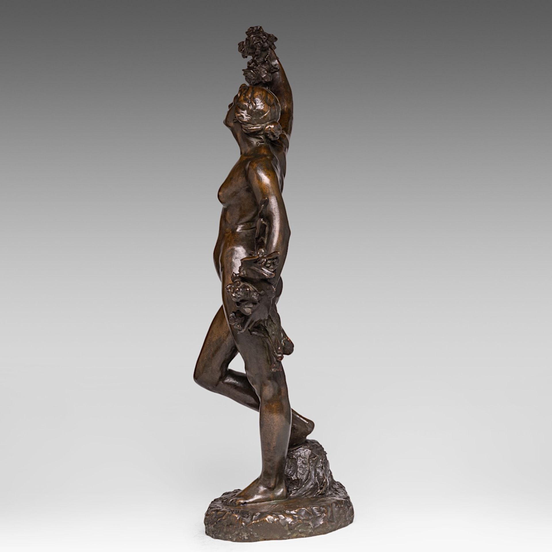 Desire Weygers (1868-1940), female nude, patinated bronze, H 79 cm - Bild 3 aus 9