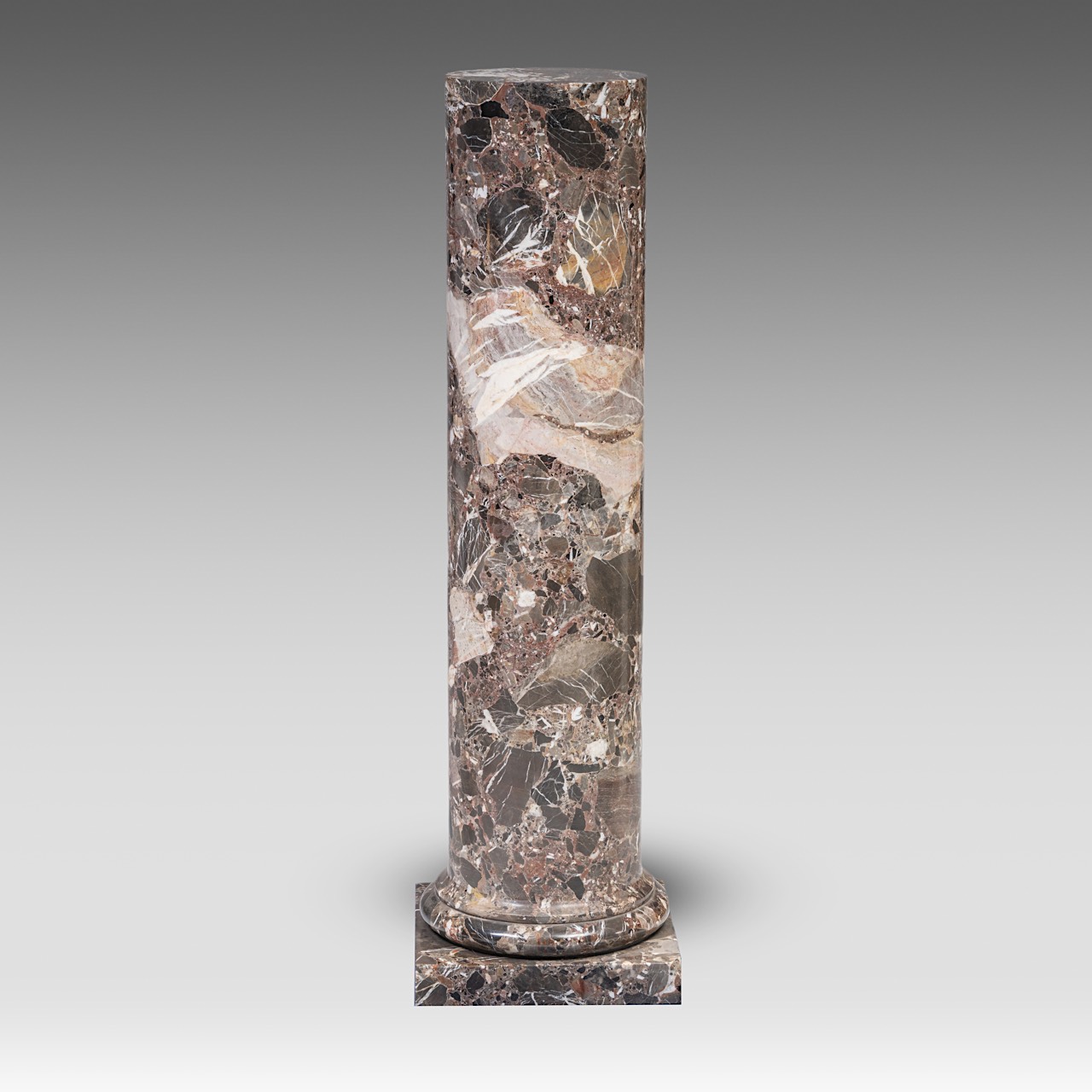 A Carrara marble sculpture of the bathing Venus, on a Breche d'Alep marble column, H 170 cm (total) - Image 11 of 13