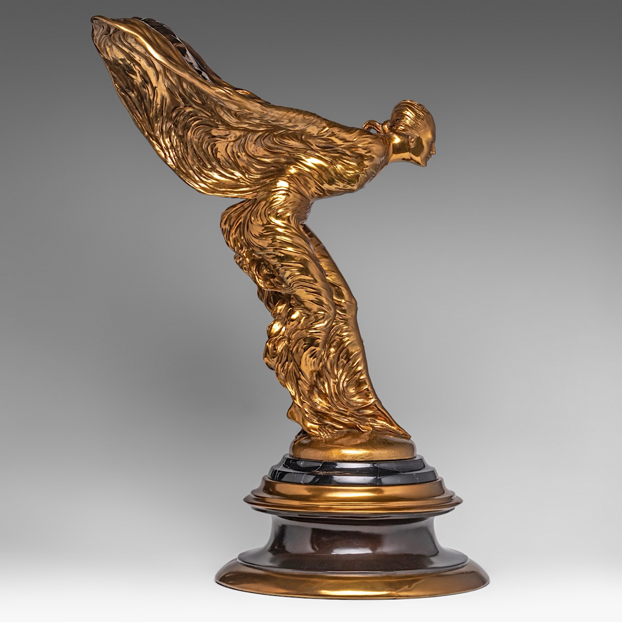 Charles Sykes (1875-1950), gilt bronze sculpture of the 'Spirit of Ecstasy', Rolls-Royce, H 69 cm - Image 3 of 14