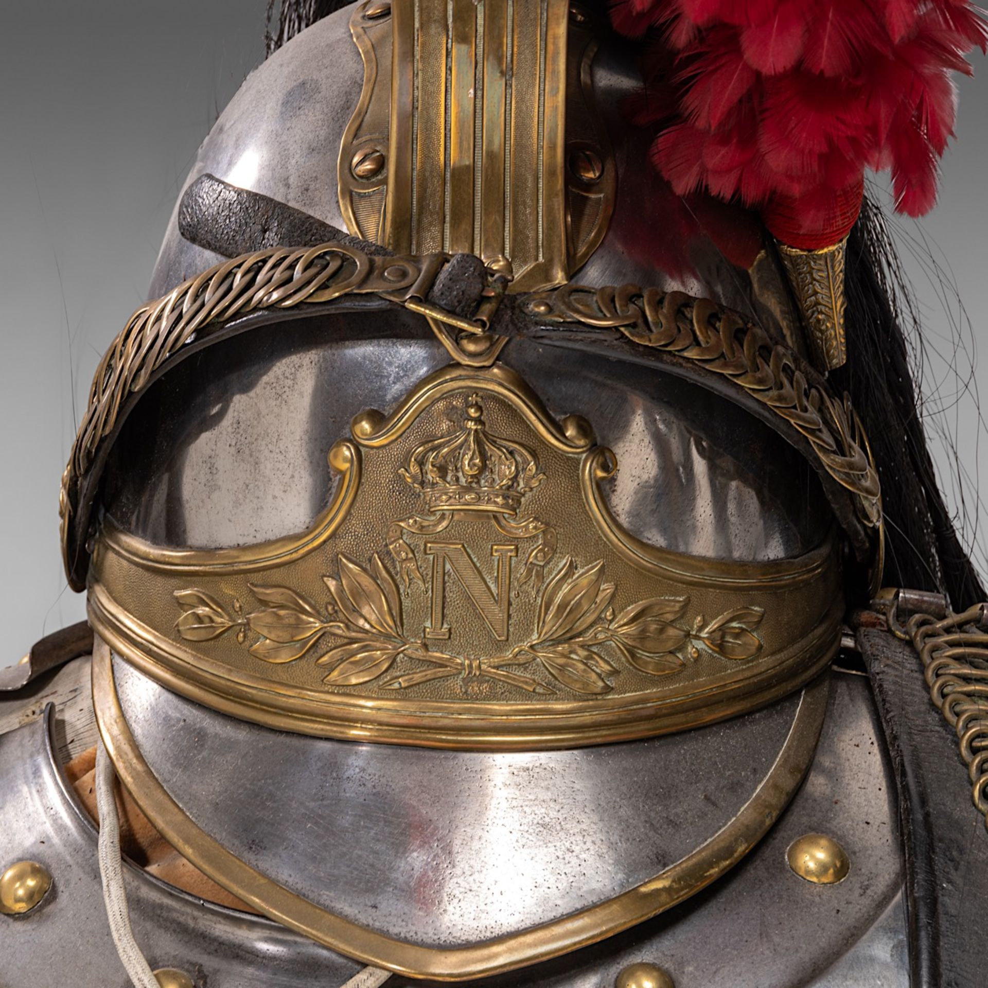 Cuirass and helmet ,metal and gilded brass, 1874 - Image 8 of 8