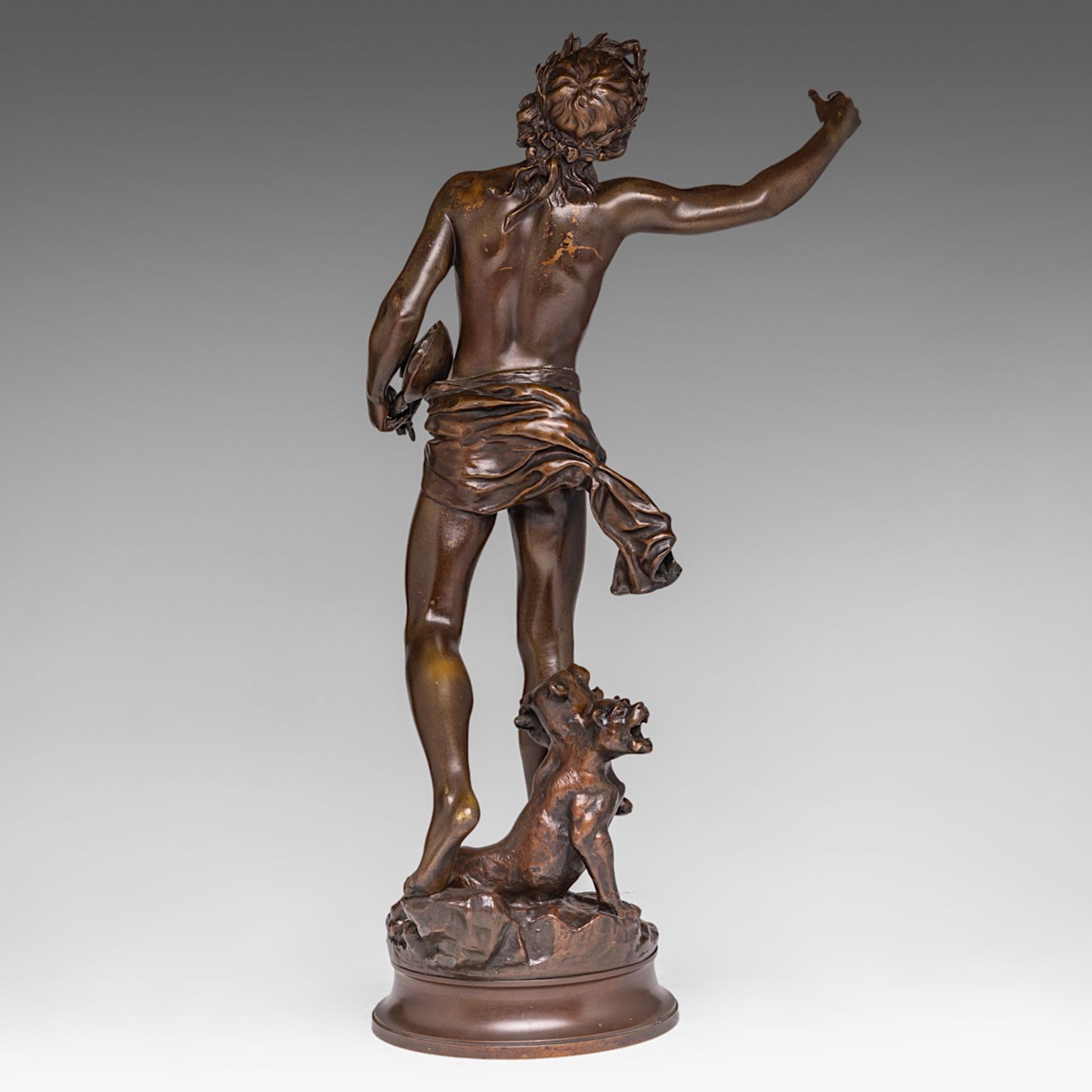 Adrien Etienne Gaudez (1845-1902), Orpheus and Cerberus, patinated bronze, H 60 cm - Bild 4 aus 8