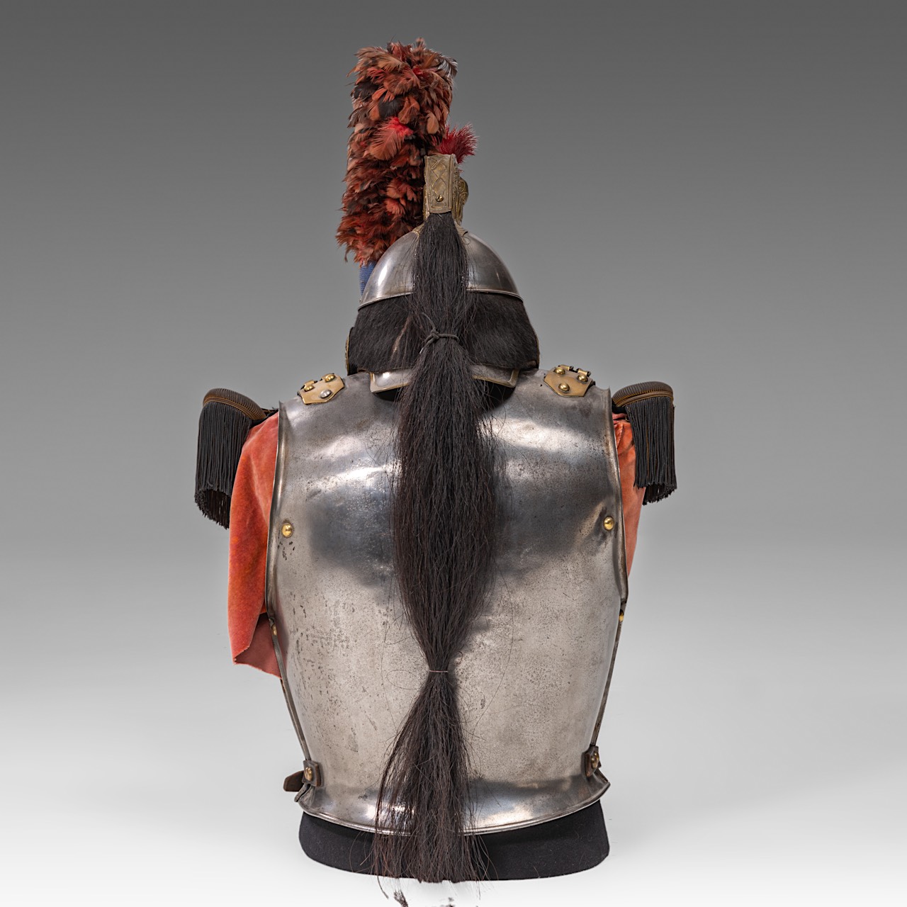 Cuirass and helmet ,metal and guilded brass, 1855, 88 x 42 x 54 cm. (34.6 x 16.5 x 21.2 in.) - Image 4 of 6