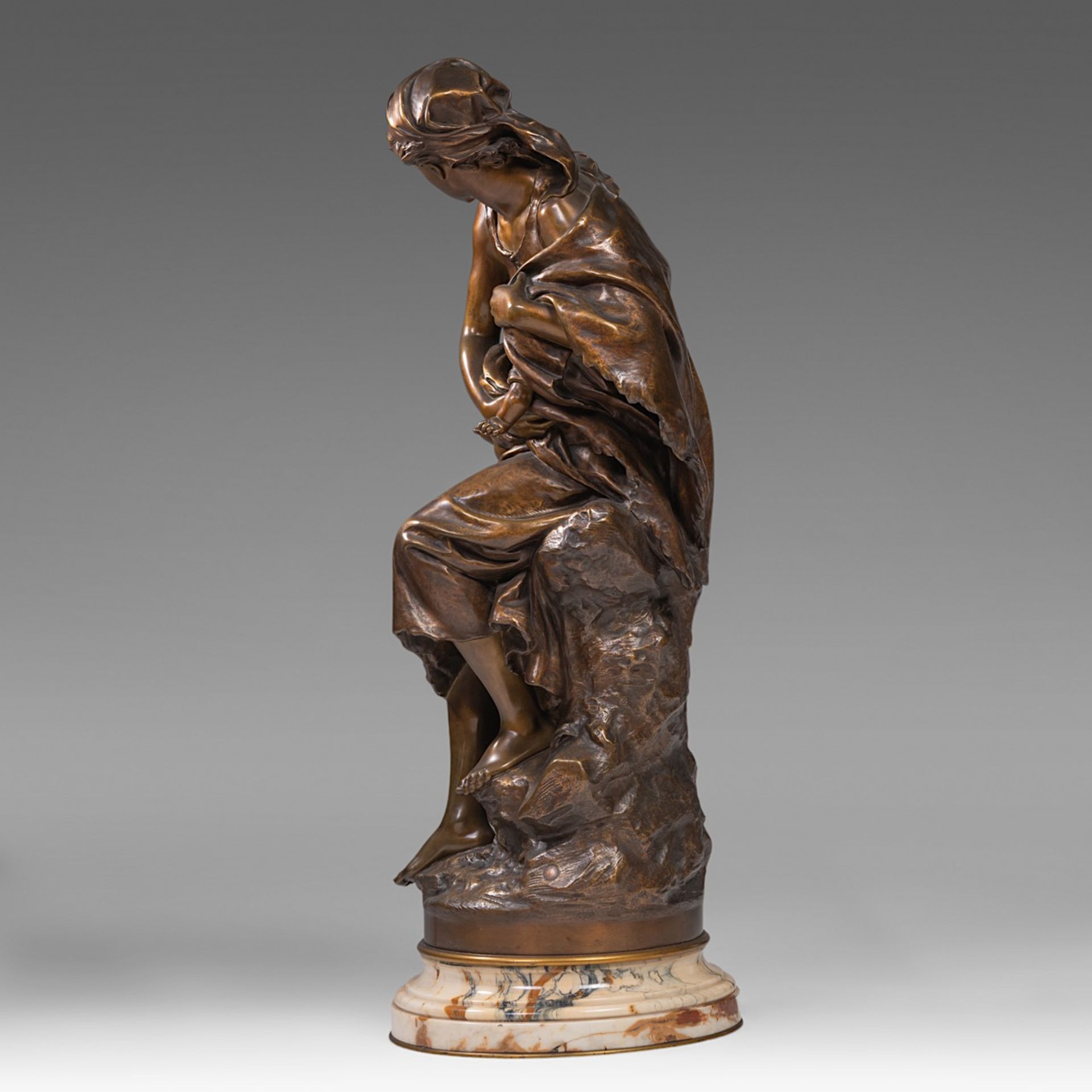 Mathurin Moreau (1822-1912), patinated bronze on a marble base, H 96 cm (total) - Bild 3 aus 8