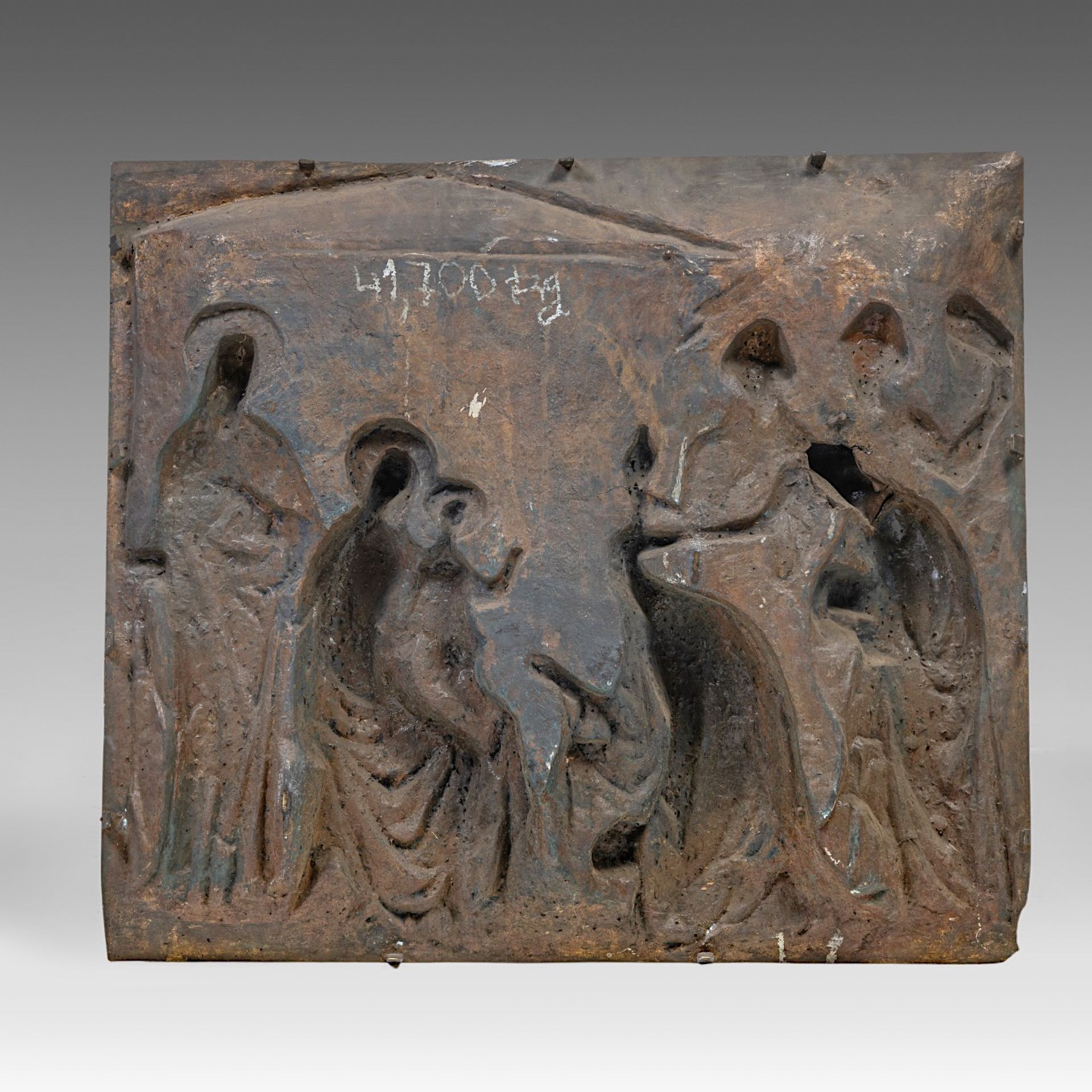 A pair of gilt bronze alto-relievo plaques depicting the Adoration of the Magi and the Shepherds, 19 - Bild 4 aus 7