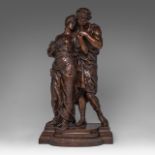 Gustave Frederic Michel (1851-1924), couple in love, patinated bronze, H 58 cm
