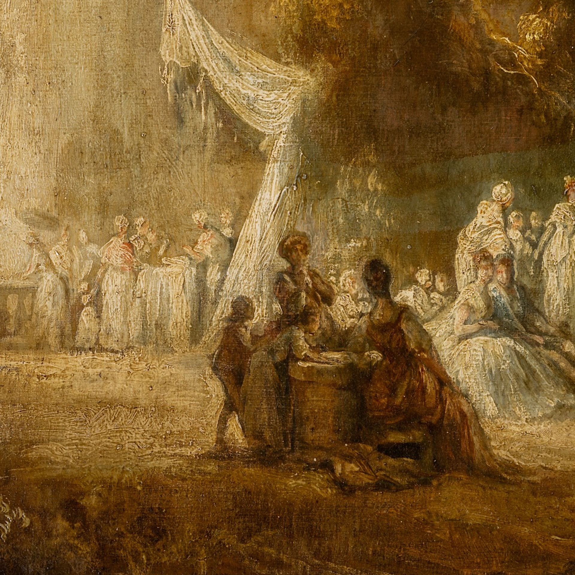After Jean-Honore Fragonard (1732-1806), 'Fete de Saint-Cloud', brunaille, oil on canvas on panel 71 - Image 4 of 5