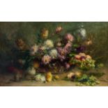 Jenny Bernier-Hoppe (1870-1934), flower still life, oil on canvas 65 x 105 cm. (25.5 x 41.3 in.), Fr