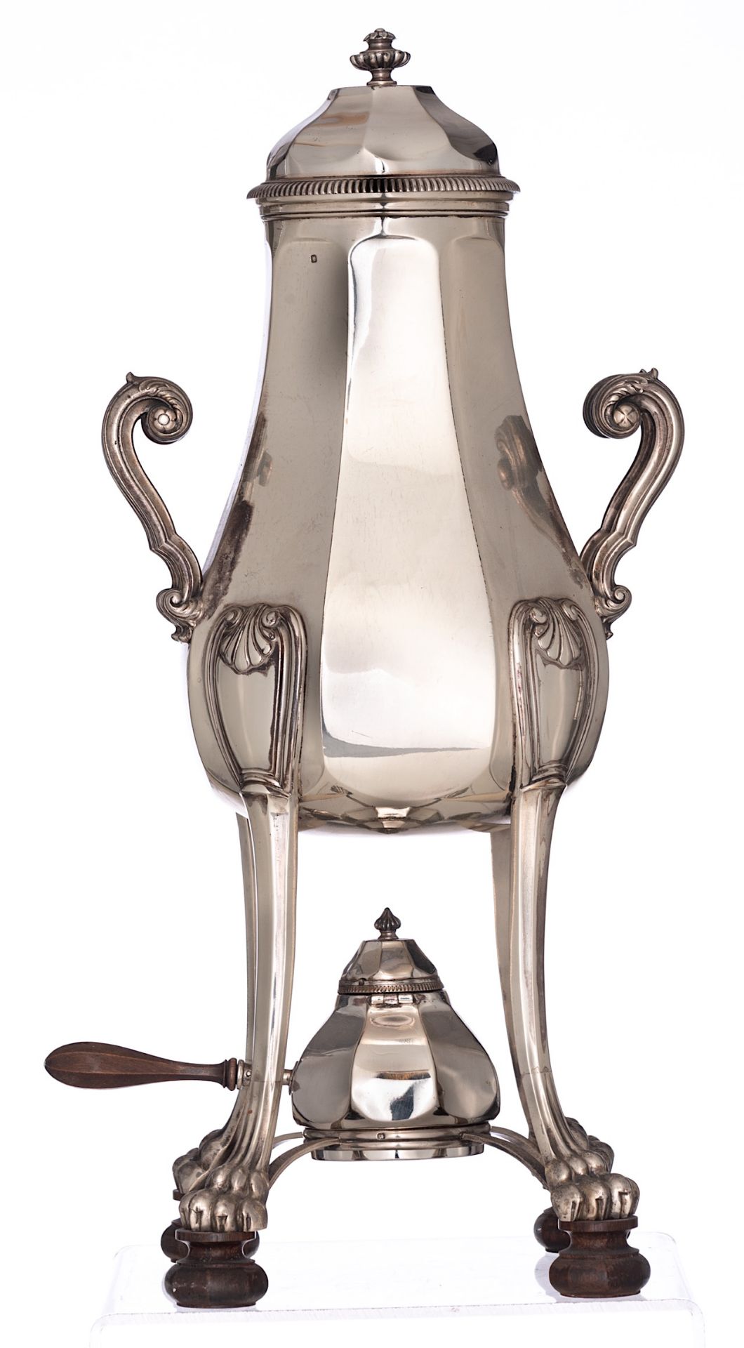 A French - Paris 19thC Regence silver tea urn, maker's mark 'Tetard - Paris', H 42,6 cm - weight c. - Image 4 of 14
