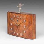 A mid-20th century Rolls-Royce burr wood electric mantle clock, H 35 - W 38 cm