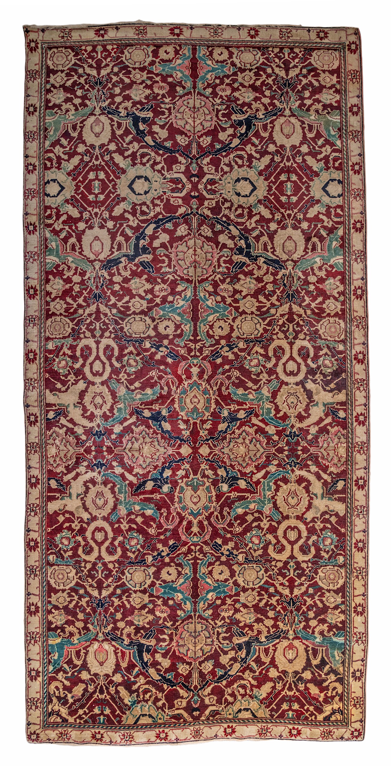An Oriental rug, floral decorated, 187 x 398 cm