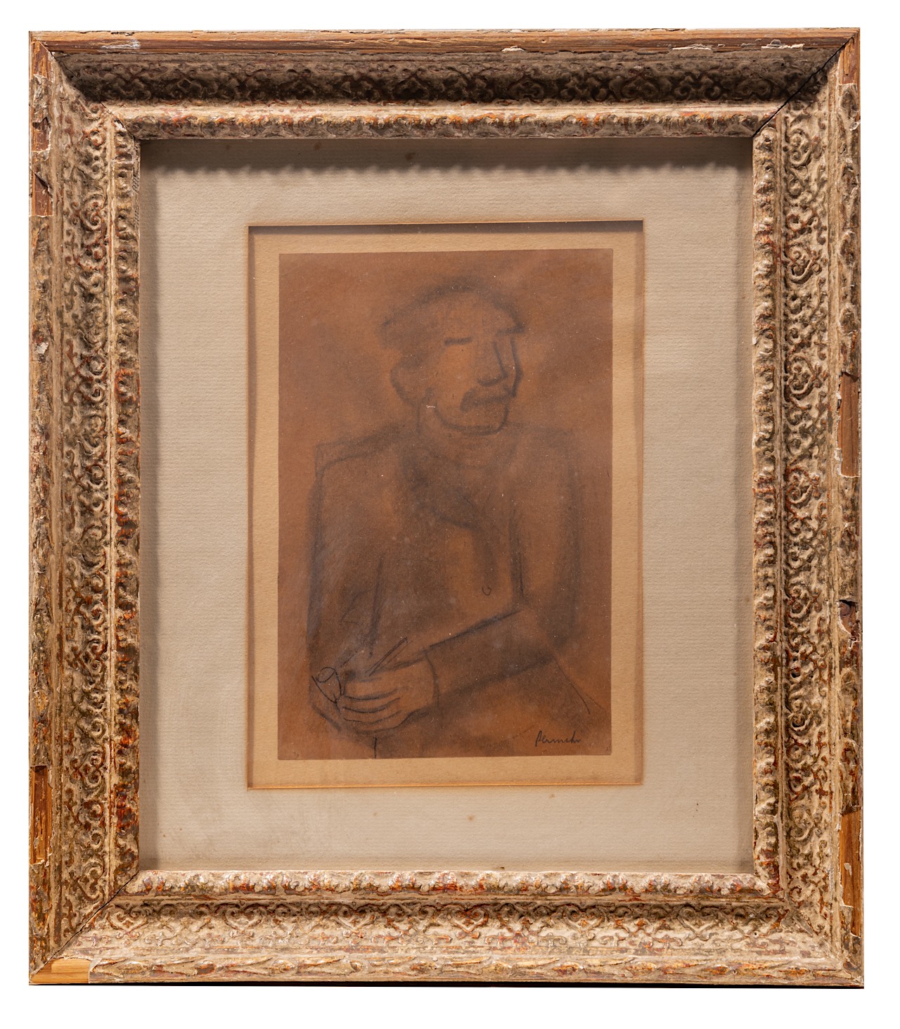 Constant Permeke (1886-1952), the pipe smoker, charcoal on paper 21 x 14 cm. (8.2 x 5.5 in.), Frame: - Image 2 of 4