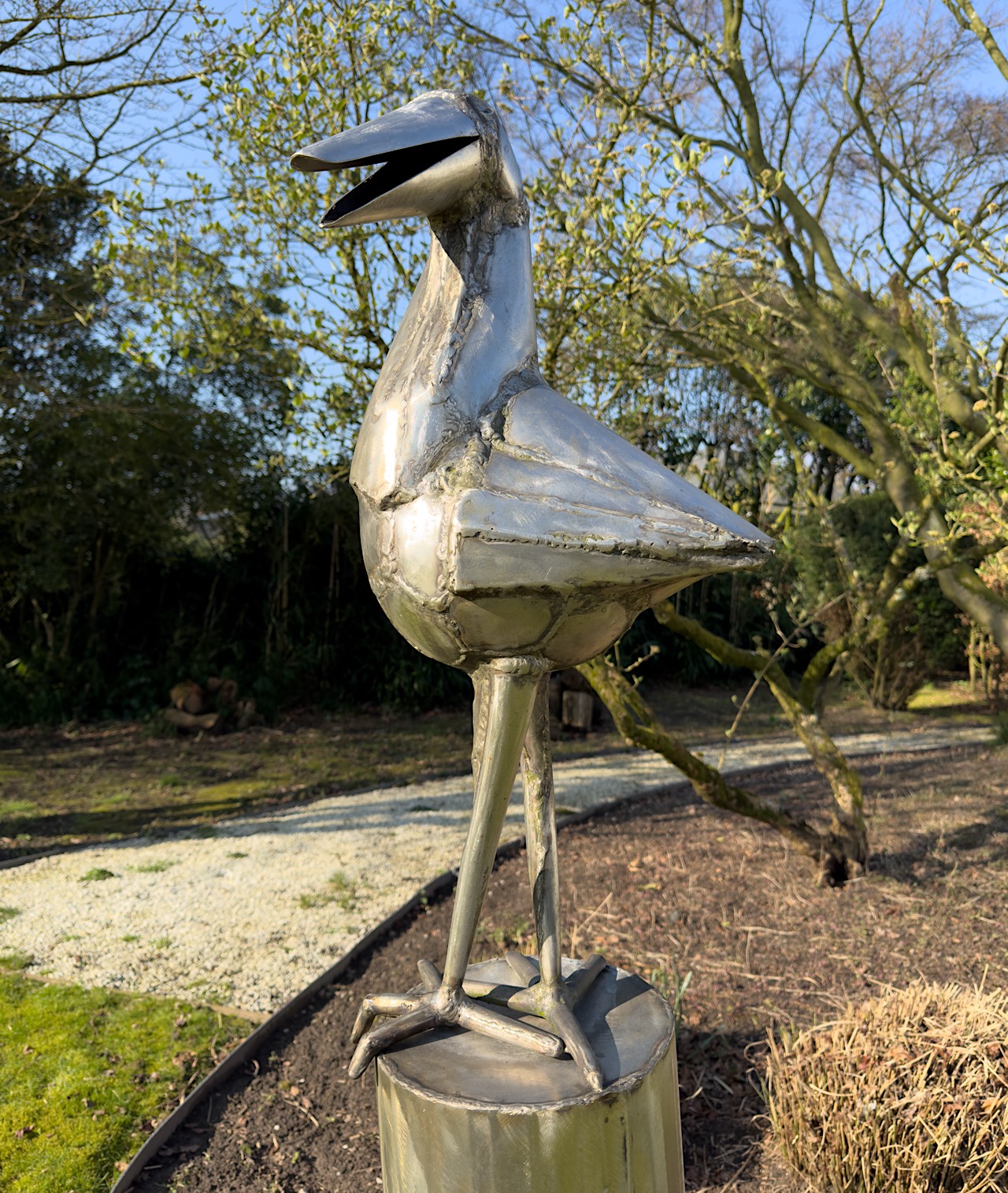Jef Claerhout (1937-2022), bird on stand, aluminium garden sculpture, H 212 cm - Image 10 of 12