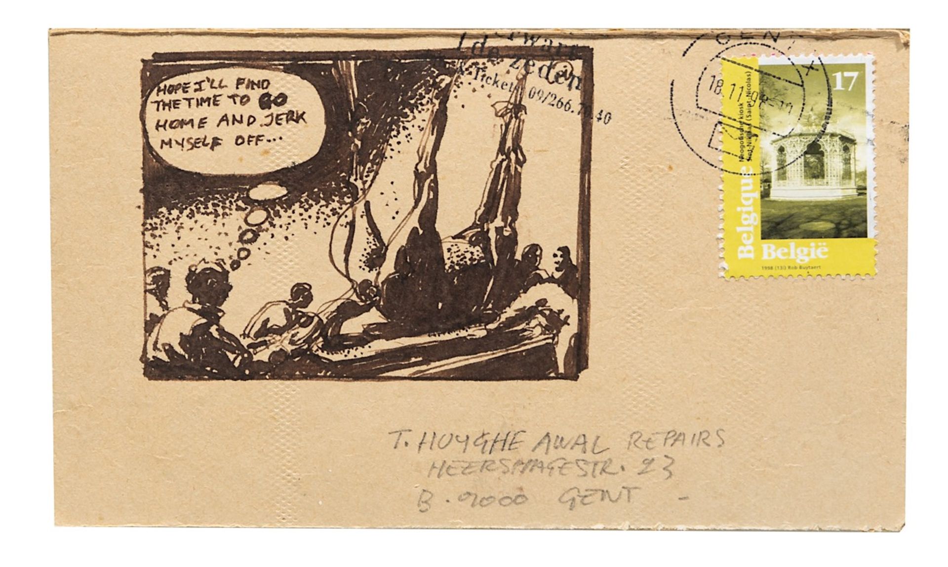 Two franked postcards by Michael Borremans (1963), 9 x 15 - 10,5 x 21 cm - Bild 4 aus 6