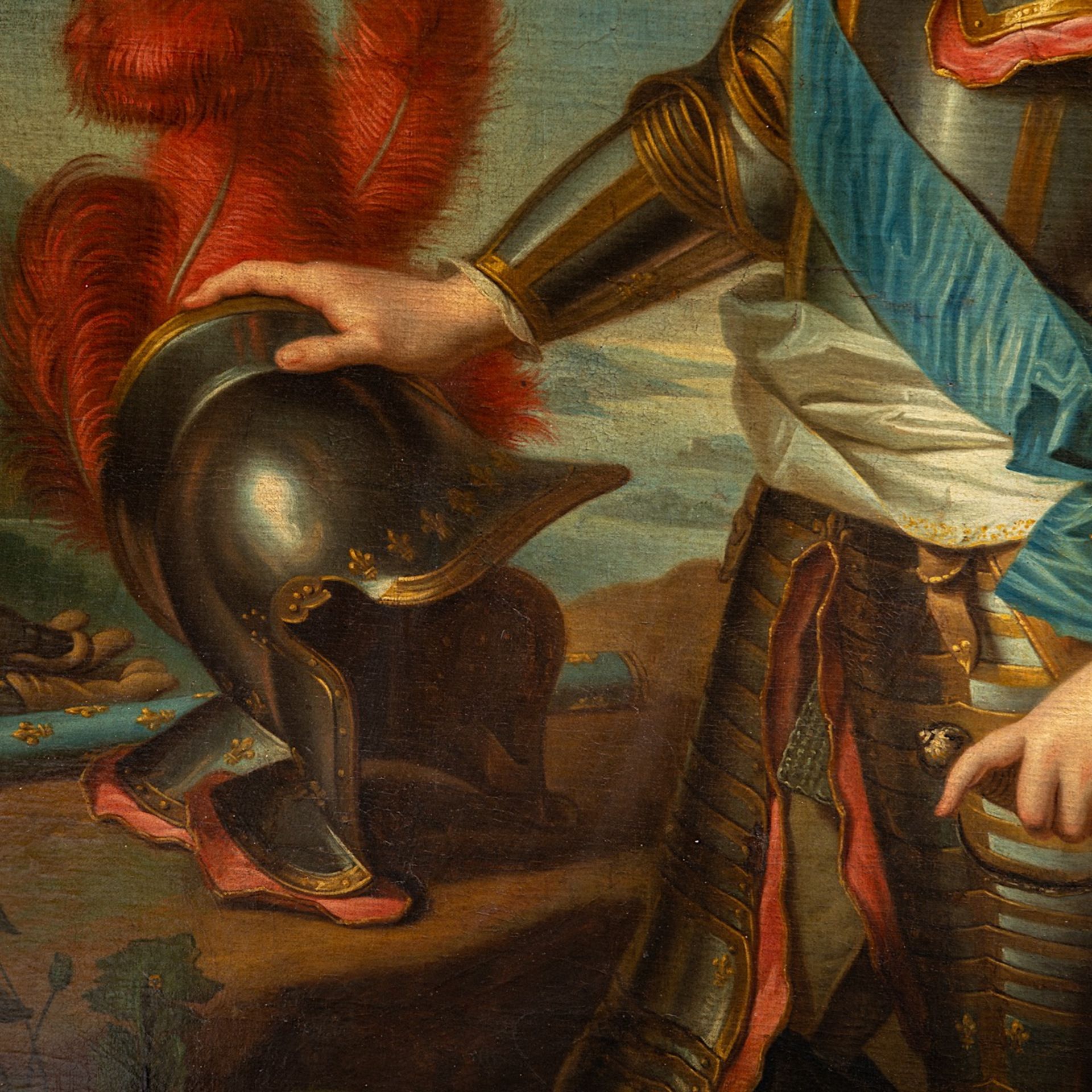 Attrib. to Charles Van Loo (1705-1765), portrait of Louis Joseph de Bourbon, Prince of Conde in armo - Image 6 of 8