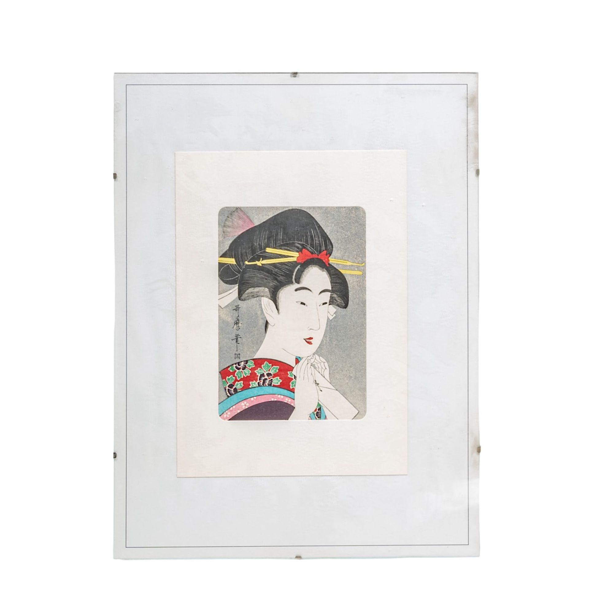 A collection of eight Japanese woodblock prints, 19th/20thC, framed 45x30 cm (largest) - Bild 9 aus 10