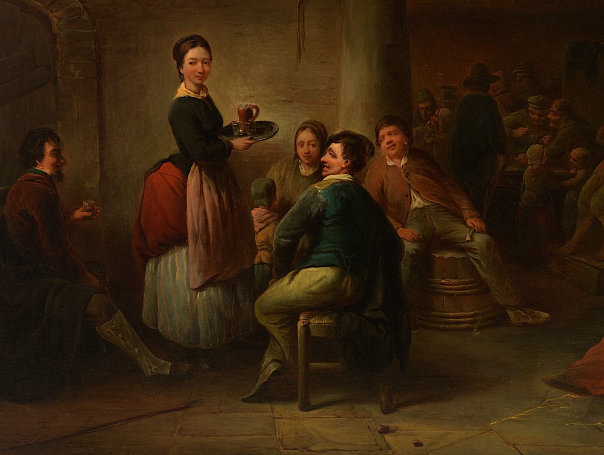 Felix Van den Eycken (19thC), a genre scene in the inn, oil on canvas 56 x 73 cm. (22.0 x 28.7 in.), - Bild 13 aus 16