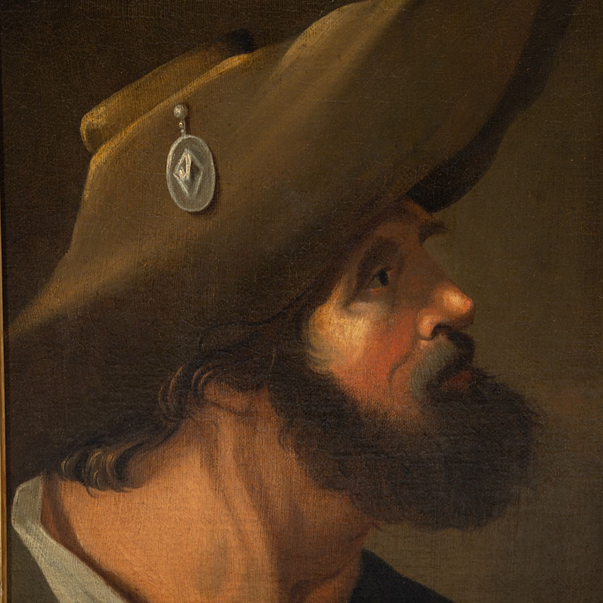 Tronie of a bearded man wearing a hat, Flemish School, 17th/18thC, oil on canvas 55 x 40 cm. (21.6 x - Bild 4 aus 5