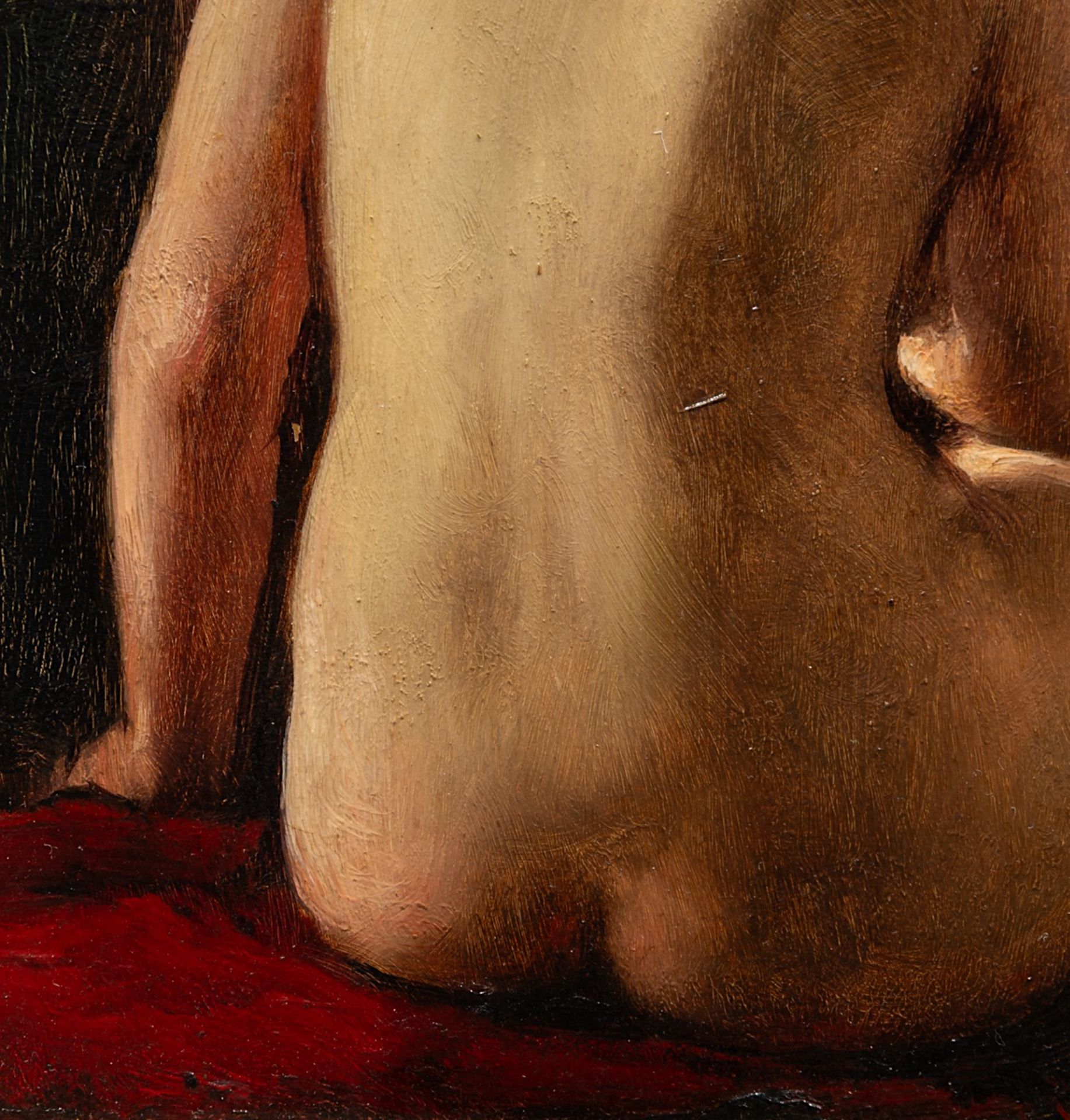 Josse Impens (1840-1905), female nude, seen from the back, oil on mahogany 21.5 x 16 cm. (8.4 x 6.3 - Bild 9 aus 9