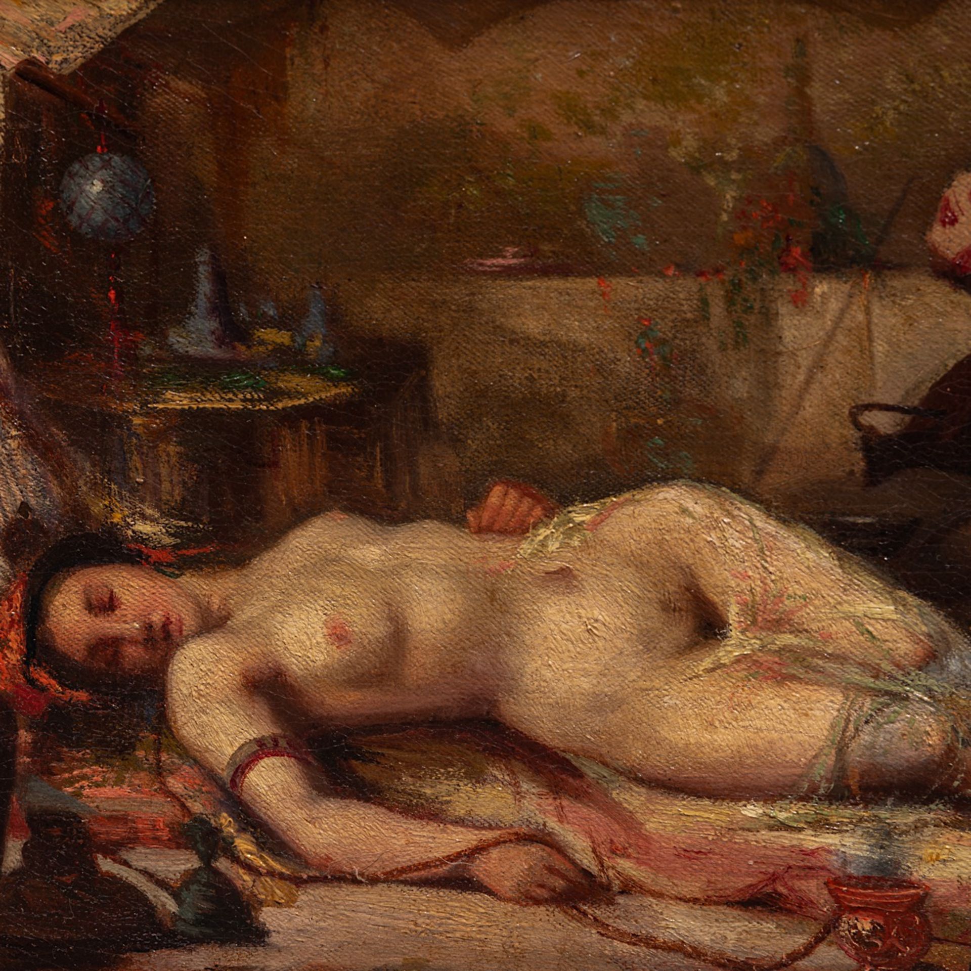 Auguste Bouchet (1831-1889), resting nude in the harem, oil on canvas 20 x 25 cm. (7.8 x 9.8 in.), F - Bild 5 aus 5