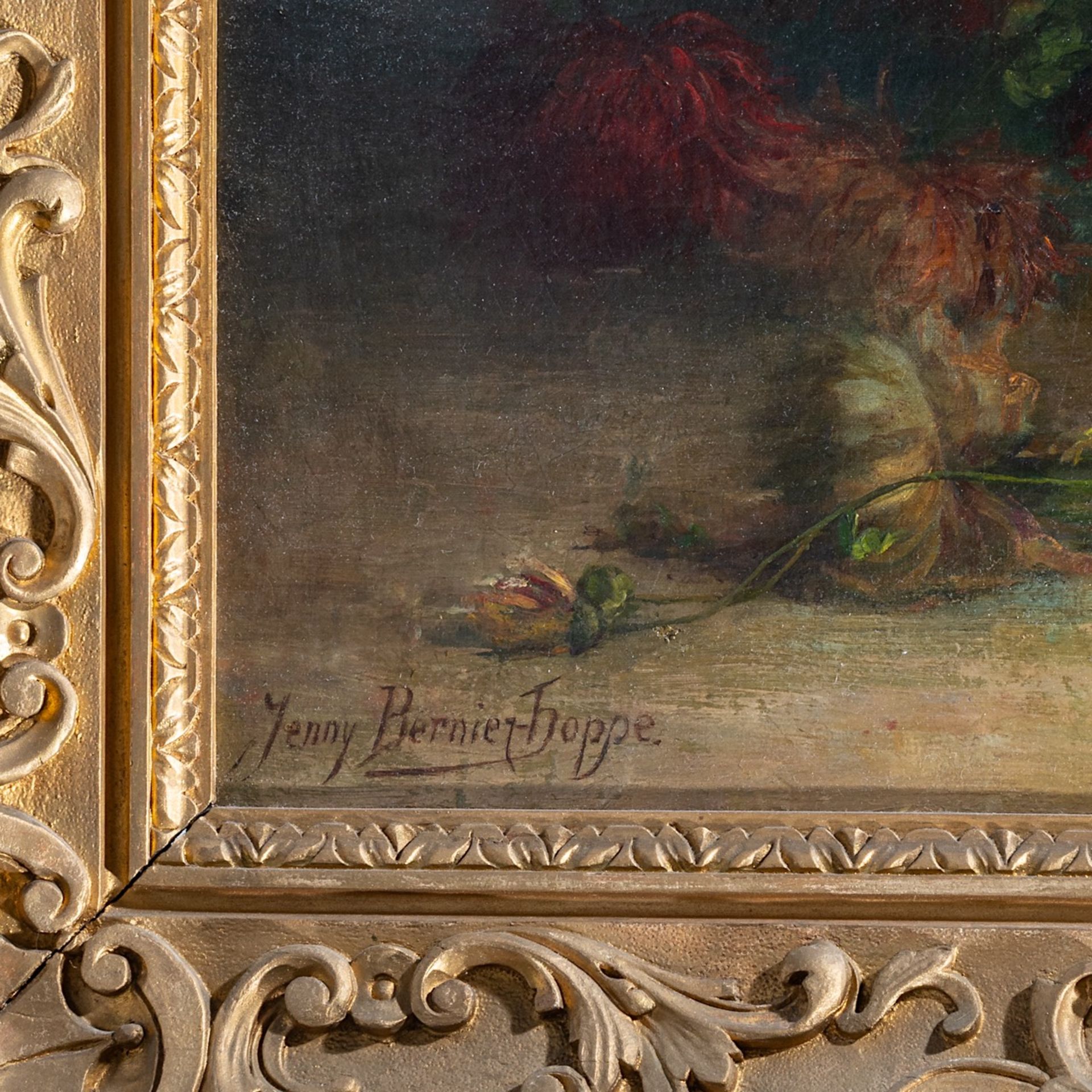 Jenny Bernier-Hoppe (1870-1934), flower still life, oil on canvas 65 x 105 cm. (25.5 x 41.3 in.), Fr - Bild 4 aus 6
