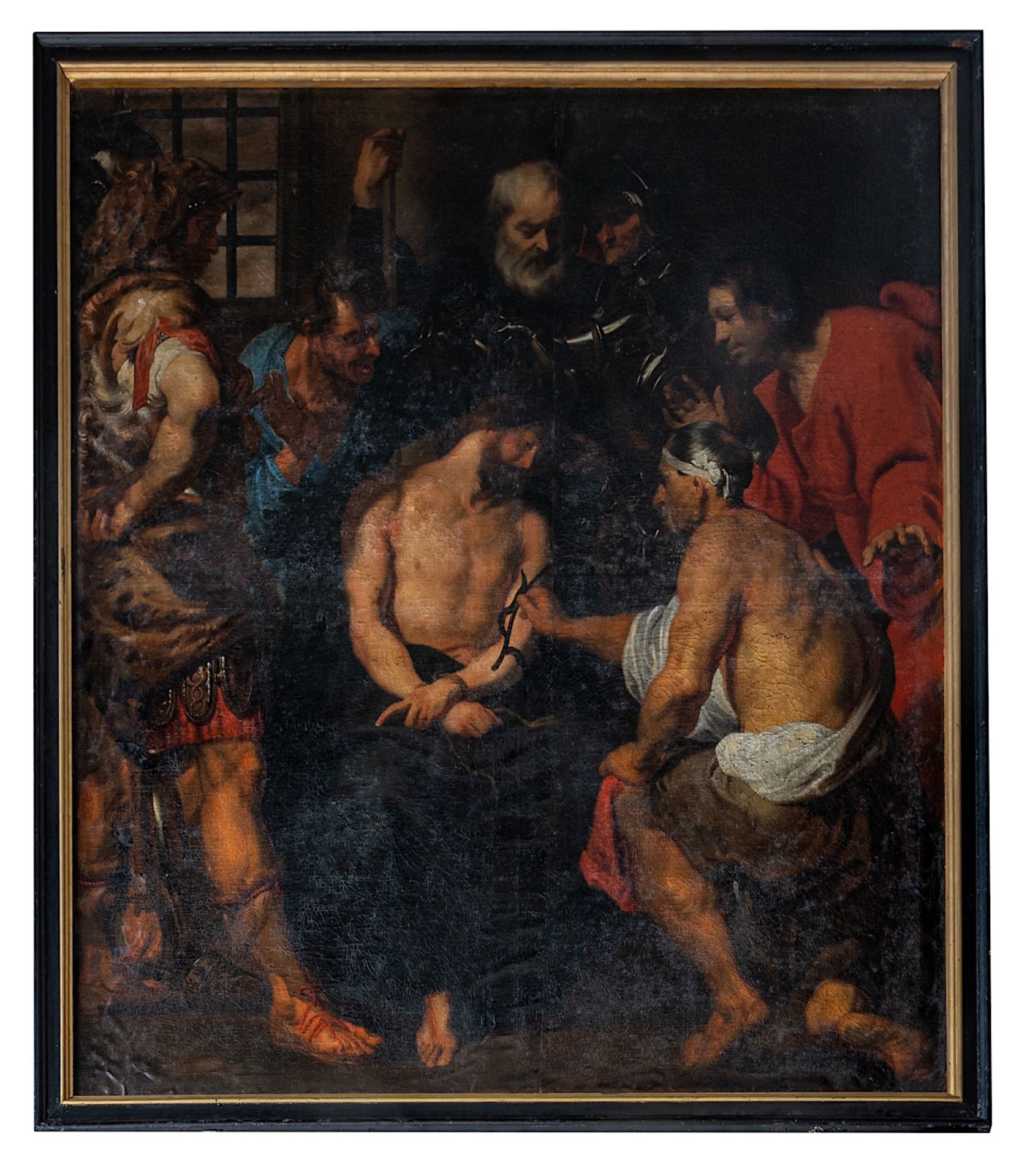 After Anthony van Dyck (1599-1641), 'Christ Crowned with Thorns', 17thC, oil on canvas 225 x 195 cm. - Image 2 of 3
