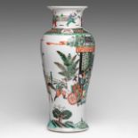 A Chinese famille verte 'The Romance of the Western Chamber (Xi Xiang Ji)' vase, guanyin zun, Republ