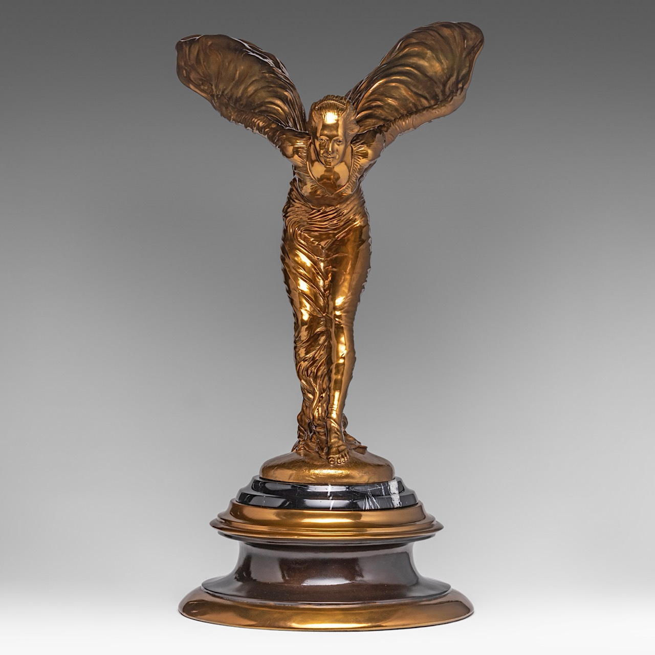 Charles Sykes (1875-1950), gilt bronze sculpture of the 'Spirit of Ecstasy', Rolls-Royce, H 69 cm - Image 2 of 14