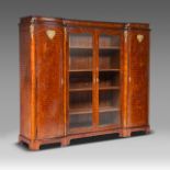 A large Louis XV-style parquetry display cabinet/wardrobe, H 180 cm - W 210 cm - D 50 cm