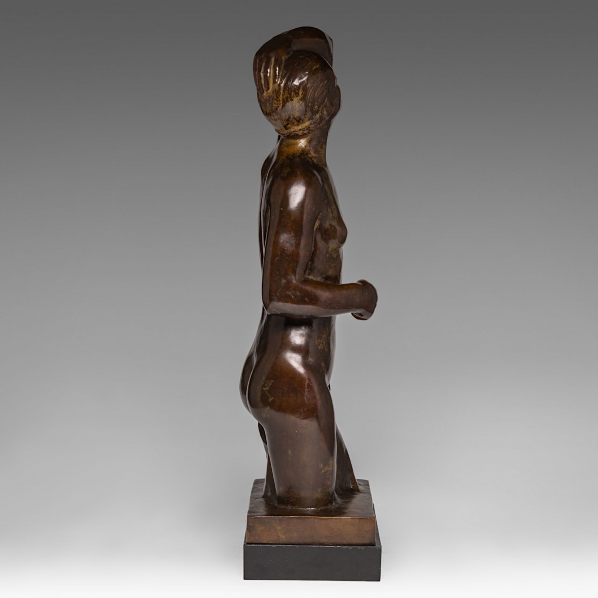 Leon Sarteel (1882-1942), Baigneuse, patinated bronze, casted by G. Vindevogel, Zwijnaarde, H 58 cm - Bild 6 aus 7