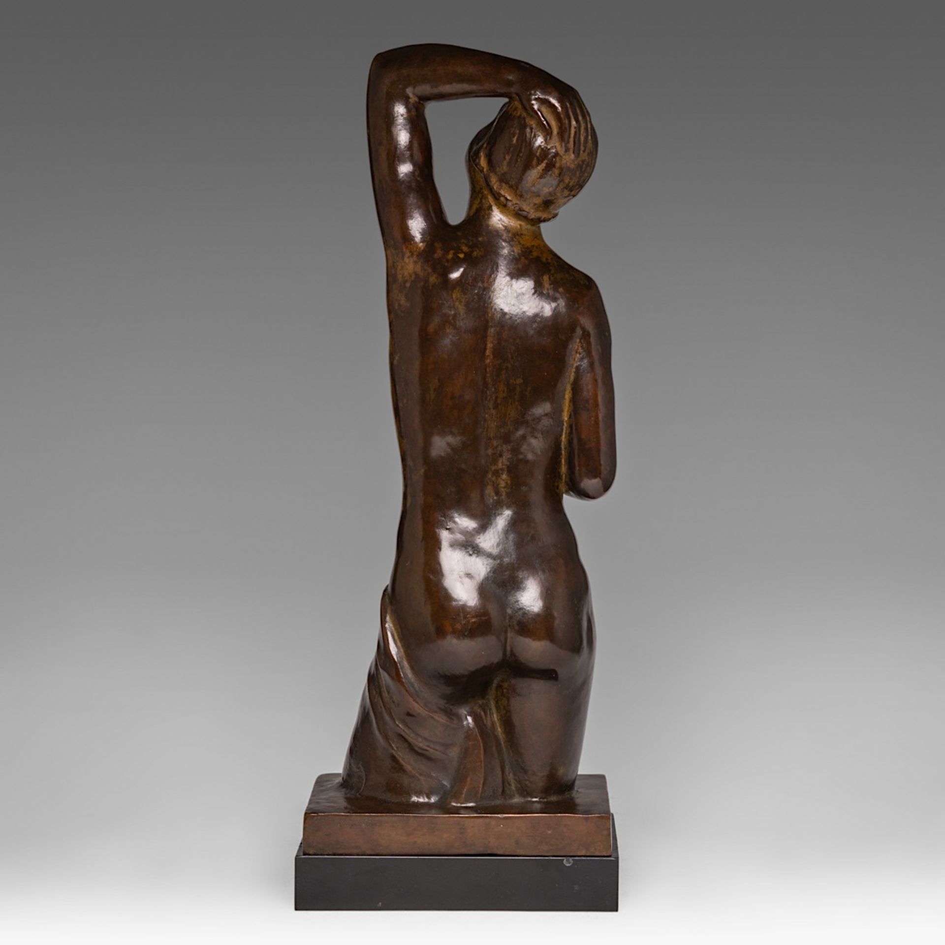 Leon Sarteel (1882-1942), Baigneuse, patinated bronze, casted by G. Vindevogel, Zwijnaarde, H 58 cm - Bild 5 aus 7