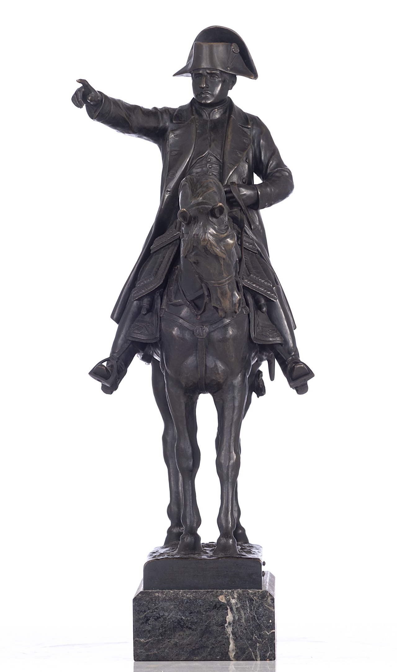 Ernest Charles Guilbert (1848-1913), Equestrian of Napoleon, 1910, patinated bronze, H 40 cm - Image 5 of 9