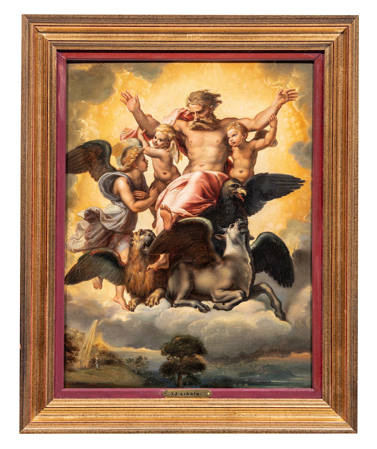 Copy after Raphael, 'The vision of Ezekiel' (1518), oil on panel, 19thC 40 x 31 cm. (15 3/4 x 12.2 i - Bild 2 aus 6