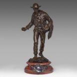 Emile Louis Truffot (1843-1896), the sower, patinated bronze on a marble base, H 64 cm (total)