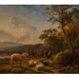 Balthazar Paul Ommeganck (1755-1826), shepherds with resting flock of sheep, oil on panel 50 x 60 cm