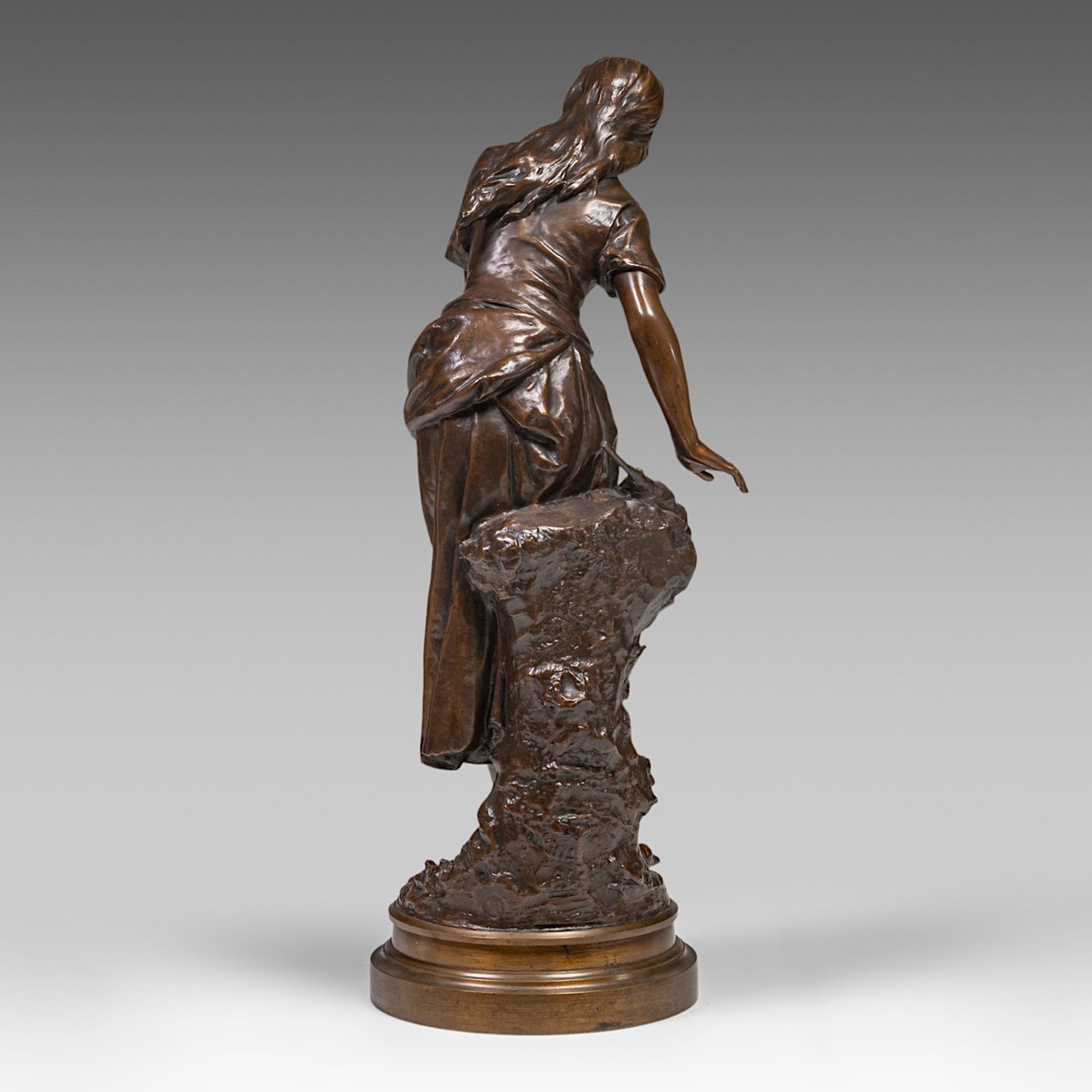 Mathurin Moreau (1822-1912), the spinner, patinated bronze, Hors Concours, H 89 cm - Bild 4 aus 8