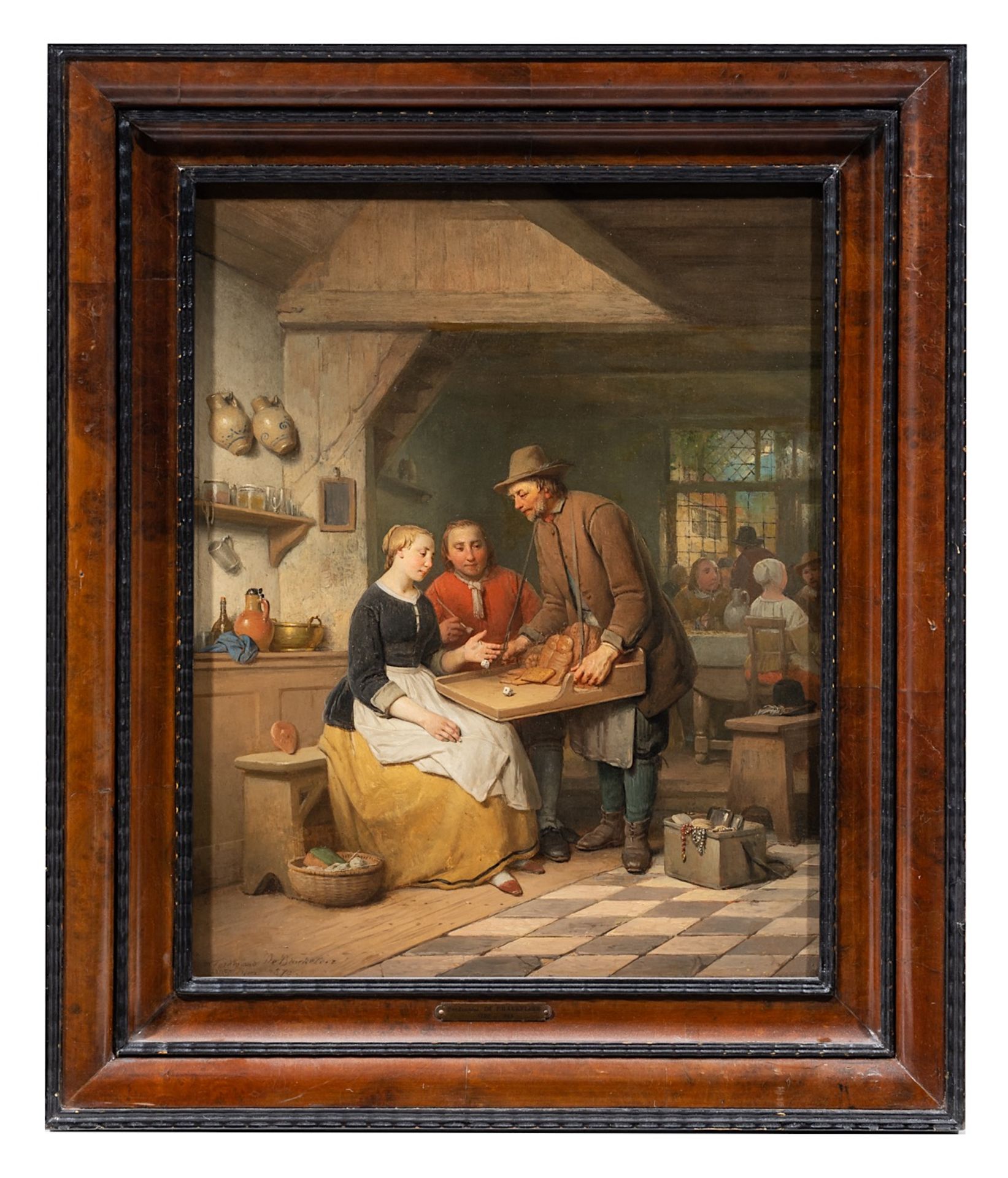 Ferdinand I De Braekeleer (1792-1883), tavern scene with dice player, 1870, oil on mahogany - Bild 2 aus 6