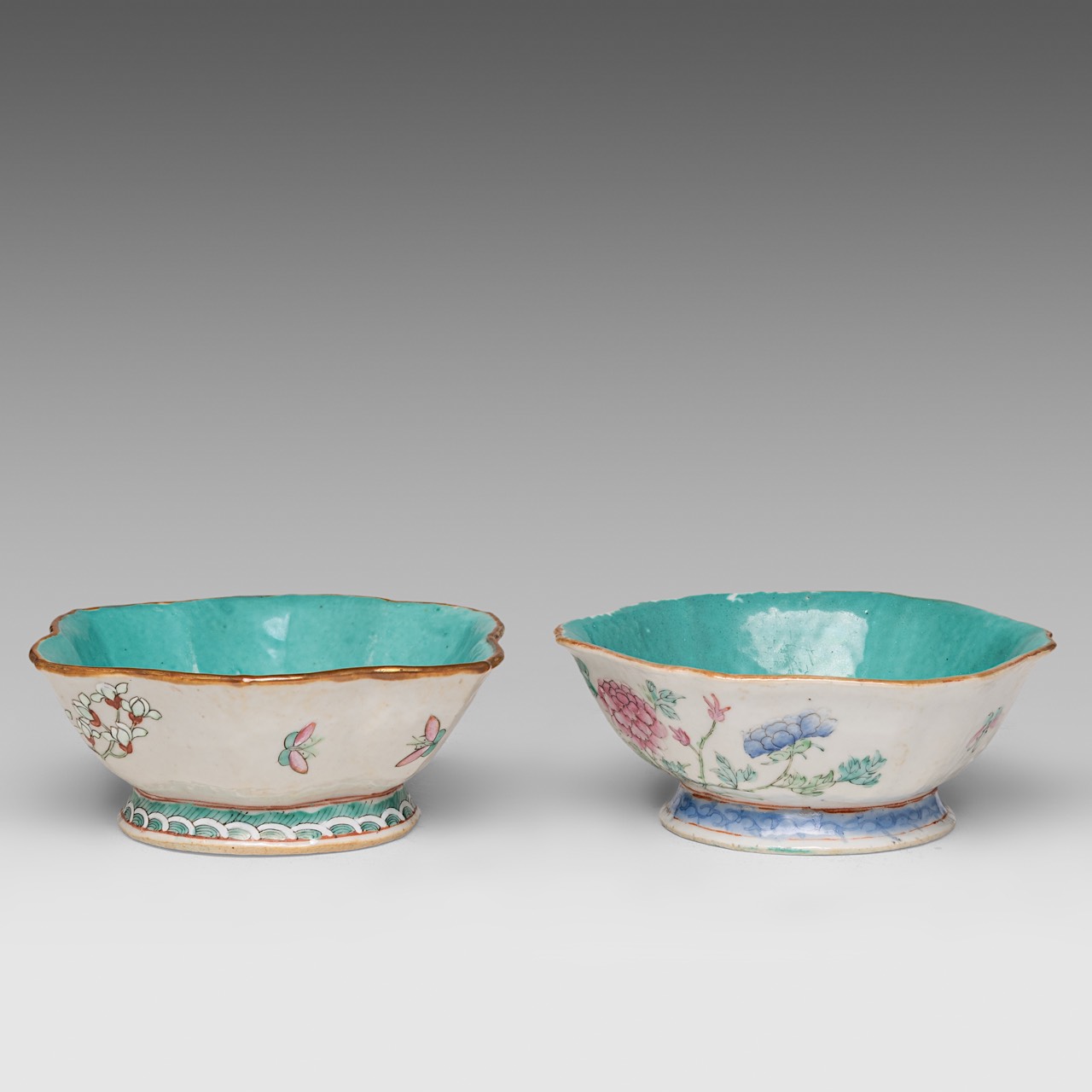 A collection of six Chinese mineral carvings and three porcelain footed bowls, Tongzhi mark and of t - Image 22 of 32