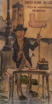 Jules De Bruycker (1870-1945), 'Onfeilbaar middel tegen haxteroogen en worten', pencil and watercolo