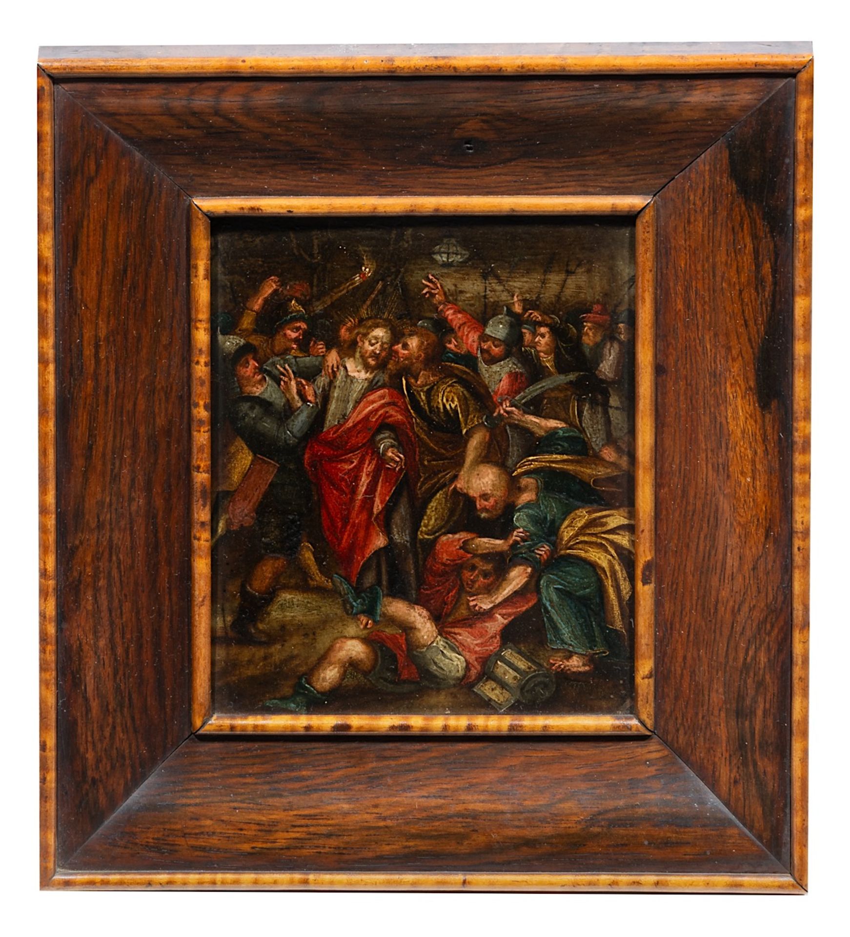 The Arrest of Christ, 17thC, Flemish School, oil on copper 16 x 13 cm. (6.3 x 5.1 in.), Frame: 26 x - Bild 2 aus 5