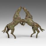 Jan Desmarets (1961), rearing horses, patinated bronze, 1/3 86.5 x 120 cm. (34.0 x 47.2 in.)