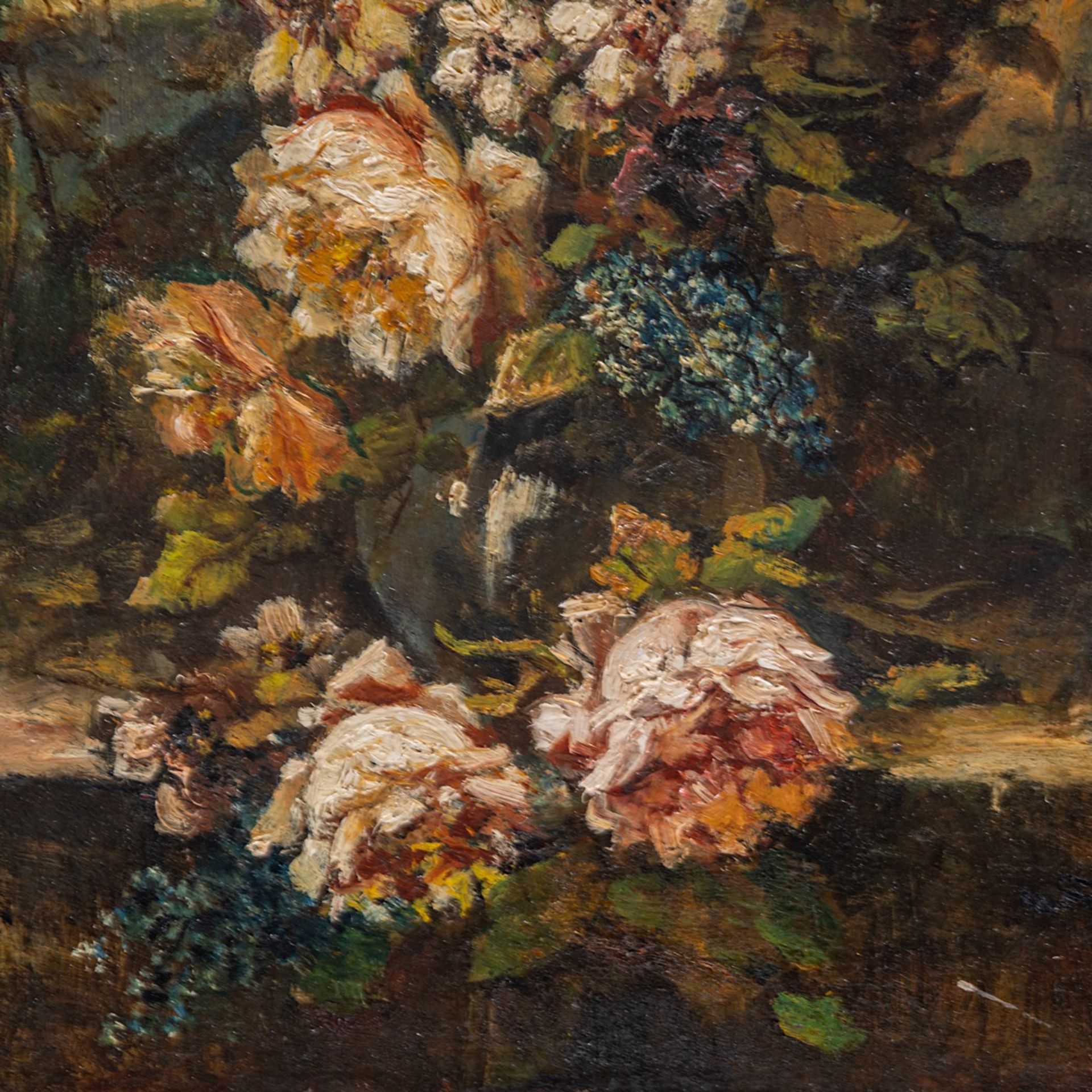 Narcisse Diaz de la Pena (1807-1876), flower still life, oil on mahogany 36 x 30 cm. (14.1 x 11.8 in - Image 5 of 5