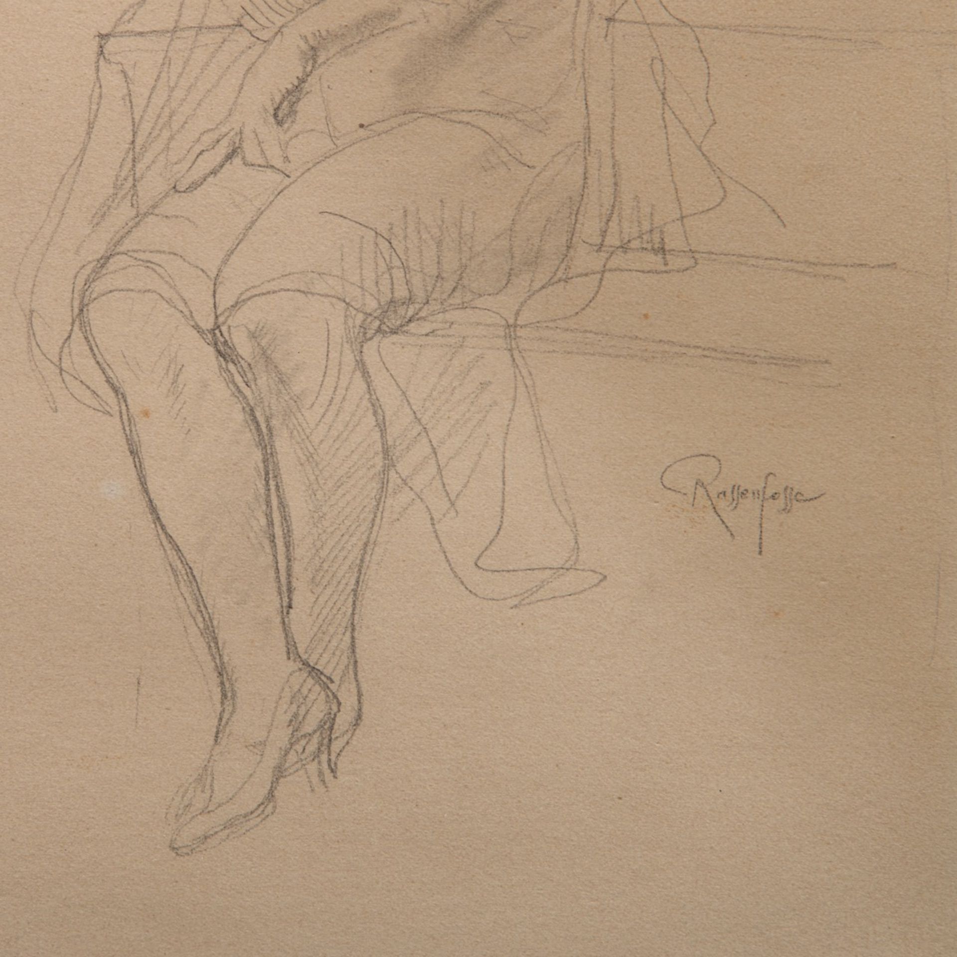 Armand Rassenfosse (1862-1934), seated girl, pencil drawing on paper 26 x 16.5 cm. (10.2 x 6 1/2 in. - Bild 6 aus 6