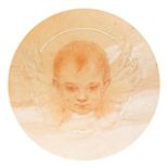 Edgard Maxence (1871-1954), study of a cherub's head, sanguine drawing heightened with white gouache