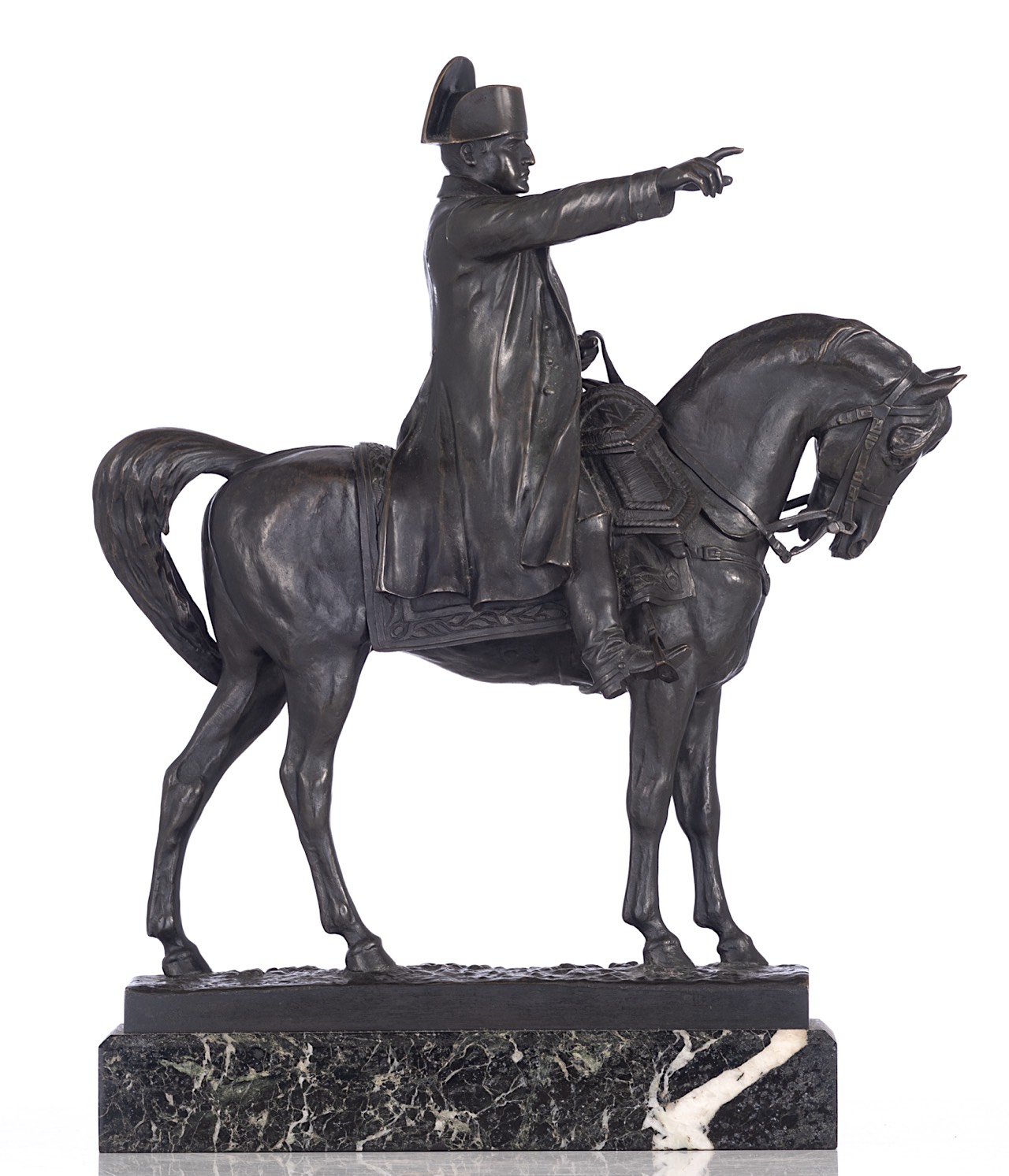 Ernest Charles Guilbert (1848-1913), Equestrian of Napoleon, 1910, patinated bronze, H 40 cm - Image 4 of 9