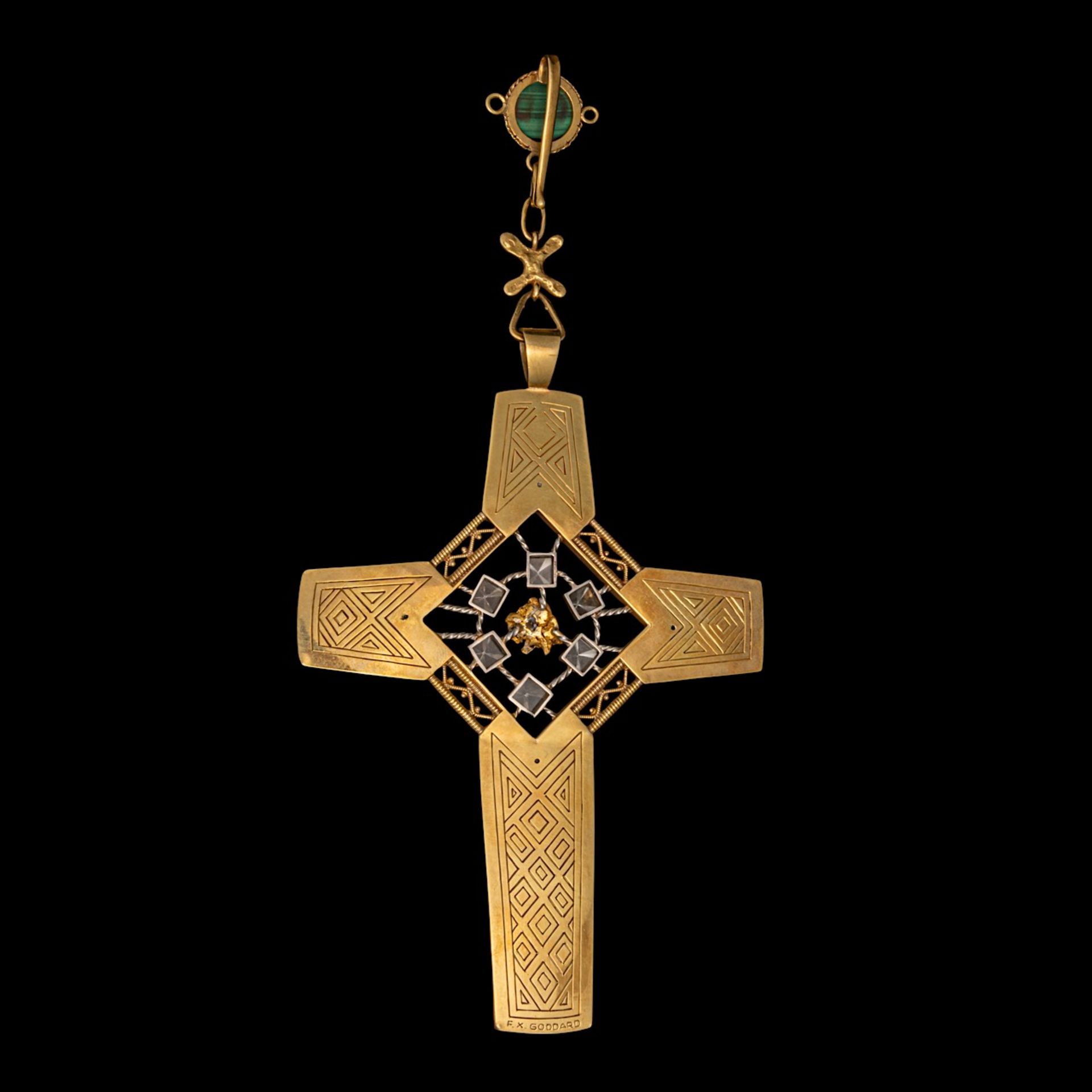 An imposing ceremonial 18ct gold bishop's cross, H 21.7 cm, total weight 148 g - Image 2 of 5